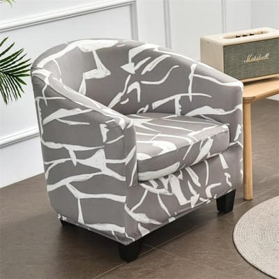 Elastische Clubbankhoes Geometrisch Split Stijl Kuipstoelhoes Stretch Spandex Bank Fauteuilhoezen met Kussenhoes Thuis