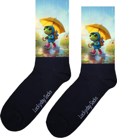 Paraplu opkikker - Verjaardags cadeau - Kikker sokken - Opkikker - Print sokken - vrolijke sokken - valentijn cadeau - aparte sokken - grappige sokken - leuke dames en heren sokken - moederdag - vaderdag - Socks waar je Happy van wordt - Maat 37-44