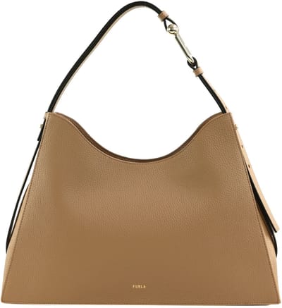 FURLA Leren Schoudertas Nuvola Hobo Bag Deserto Lichtbruin
