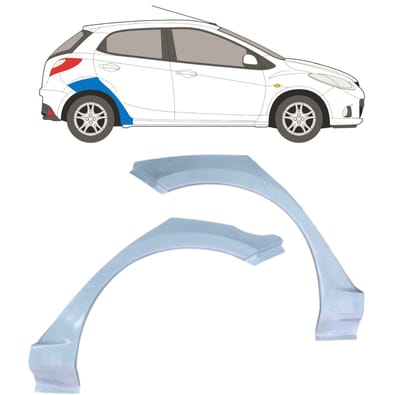 Reparatiepaneel achterspatbord voor Mazda 2 2007-2014 / Links + Rechts / Set