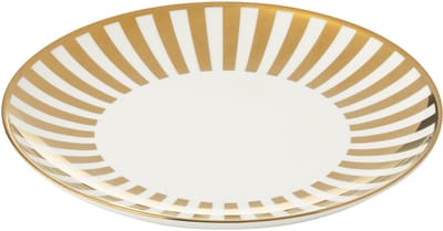 J-Line bord Gestrepen - porselein - goud/wit - medium - doos van 4