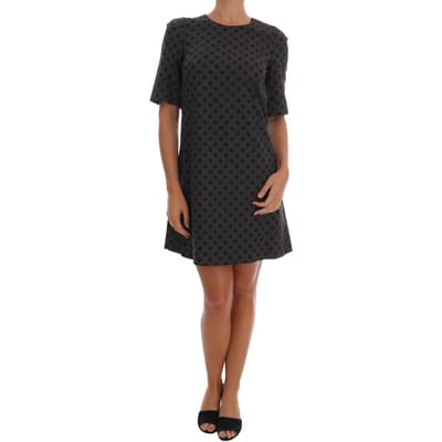 Dolce & Gabbana Grijs gestippelde wollen stretch jurk voor dames