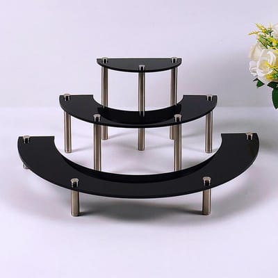 Présentoir à gâteaux amovible en acrylique à 3 couches pour fête, support rond pour cupcakes, ustensiles de cuisson, décoration de fête d'anniversaire de mariage gray