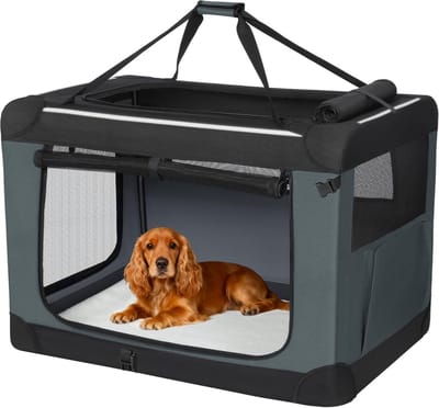 Honden Bench - Hondenkooi Opvouwbaar - Veilig Vervoer - Stabiele Constructie - 76 x 53 x 53 cm - Grijs