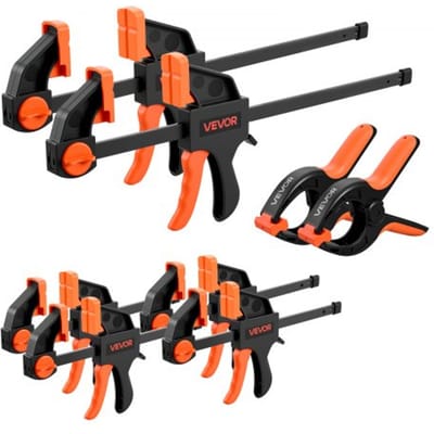 VEVOR Eenhandige Klem, 8 Stuks, Opening 15,24 en 30,48 cm, met Veerklemmen, Snelontgrendelingsklem, 70 kg Klemkracht, Schroefklem, Zelfvergrendelend Ontwerp, Klem voor Hout- en Metaalbewerking