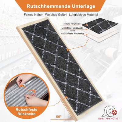 Famanu – Antislip trapmatten voor binnen set van 15 zelfklevende traptreden 22 x 70 cm herbruikbaar