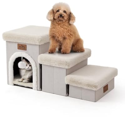 Hondentrap voor Kleine Honden - Opvouwbare Huisdierenopstap met Opslag