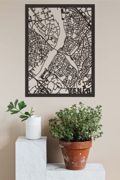 Houten Stadskaart Venlo Zwart Mdf 50x70cm Wanddecoratie Voor Aan De Muur City Shapes