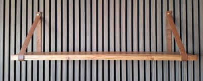 Hoexs - Acacia Hout 80 cm - Leren Plankdragers Cognac - Vintage Wandplank