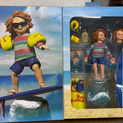 Op Voorraad Kind'S Geniet 3 Surfers Chucky Cult Actiefiguur Cult Surfen Chucky Pop Met Surfplank Strandlaken Accessoires Model brown