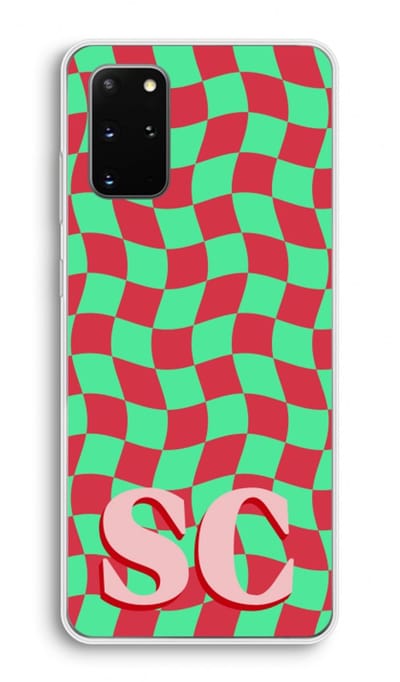 Gepersonaliseerd - Case Company® - Hoesje geschikt voor Samsung Galaxy S20 Plus hoesje - Grid Monogram - Soft Cover Telefoonhoesje - Bescherming aan alle Kanten en Schermrand