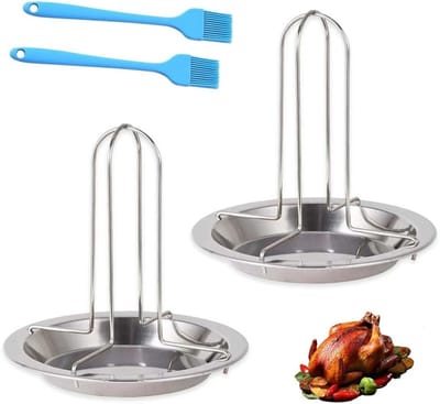 Kiphouder voor de Grill met 2 Oliekwasten, Roestvrij Staal, Antiaanbaklaag, Perfect voor Barbecue en Koken