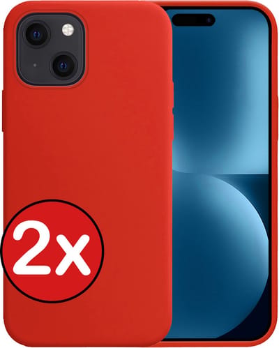 Hoesje - 2 Stuks - Geschikt voor Apple iPhone 15 - Sterk & Shockproof - Telefoonhoes - Back Cover - Case Siliconen - Telefoon Hoes - Rood