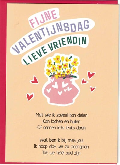 Kaart - Valentijn - Fijne Valentijnsdag lieve Vriendin