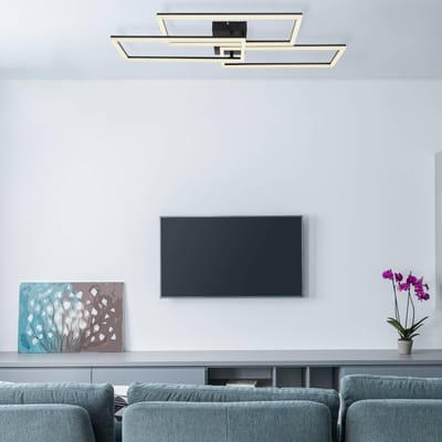 Globo LED plafondlamp Tiny 3-lamps rechthoeken zwart CCT