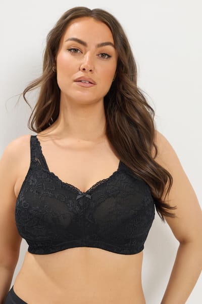 Yours Zwarte Kanten Beha Zonder Vulling En Zonder Beugels, Met Volledige Cups Size 85B