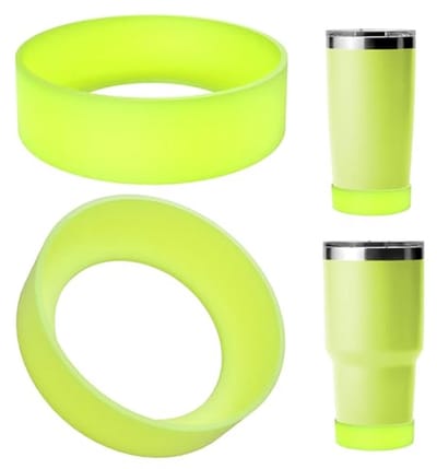 Fleshoes Set - Beschermhoes Bekers - Bescherming Drinkware - Elastisch Siliconen Materiaal - 2 Stuks - Chartreuse