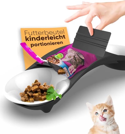 Premium Feeder voor Nat Voer voor Katten en Kleine Honden, Ergonomisch en Niet-Slip met Melkglasbak, Geschikt voor de Vaatwasser, Gemaakt in EU