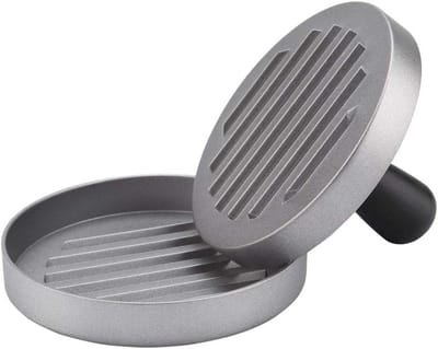 Burgerpers Aluminium - Patty Maker - Hamburgers Maken - Antiaanbaklaag - 11 cm Diameter - Zilverkleurig