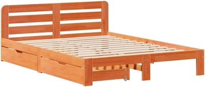 Bedframe Hout - Slaapkamer Meubel - Comfortabel Slapen - Massief Dennenhout - 120x200 cm - Bruin