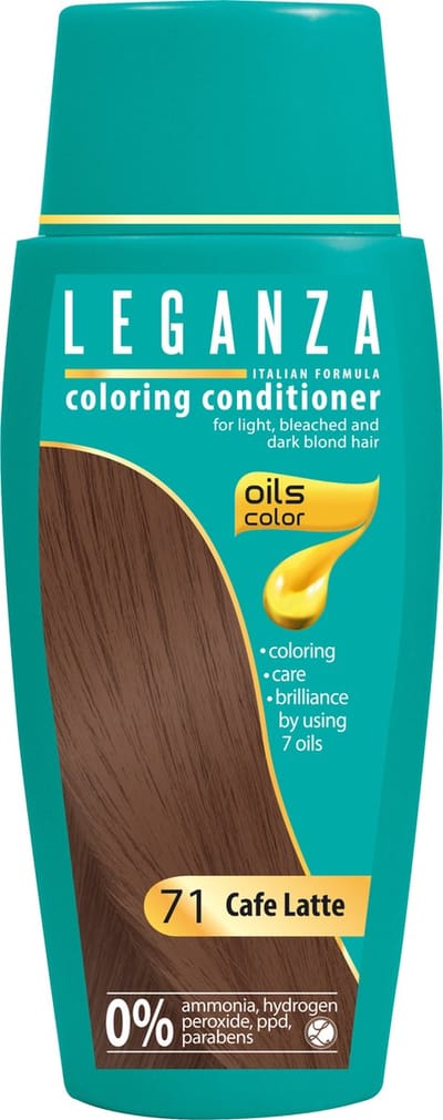 Leganza Coloring Conditioner Café Latte – Natuurlijke Kleurspoeling Licht Bruin – Semi-Permanente Haarkleuring met Natuurlijke Oliën – Zonder Ammoniak – 150ml