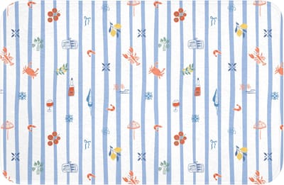WC mat 60x40 cm - Antislip - Strepen - Blauw - Patroon - Zomer - Toiletmat - Vloermat - Douchemat - Toilet tapijt - Toiletmatten