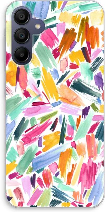 Case Company® - Hoesje geschikt voor Samsung Galaxy A15 hoesje - Watercolor Brushstrokes - Soft Cover Telefoonhoesje - Bescherming aan alle Kanten en Schermrand