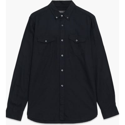 French Connection Linen 2 Pocket Ls Black Maat: XS | Casual Overhemden Outlet | Heren | Zwart