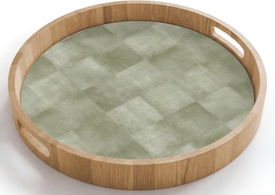 Dienblad rond 40x40 cm - Schootdienblad hout - Vlakken - Rustiek - Groen - Borrelplank rechthoek - Plateau houten dienbladen