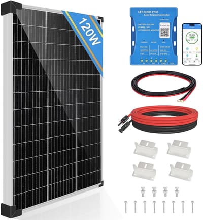 Zonnepaneel Kit - Energie Set - Off-Grid Stroom - Met Bluetooth Controller - 120 Watt - Zilver