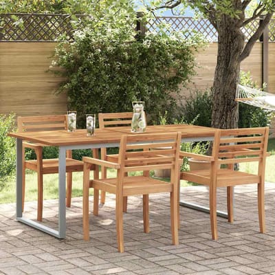 vidaXL Tuin Tafel Grijs 180 x 90 x 75 cm Massief Acacia Hout