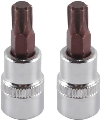 Dailygoods- Torx-bitdop T45 - 2-pack - 3/8"-aandrijving - 48 mm lang - S2-gelegeerd staal - Roest- en corrosiebestendig