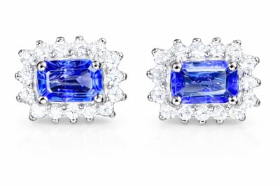Zilveren Oorbellen Dames 925 Sterling Zilver met Natuurlijke Tanzaniet - Oorstekers met CZ