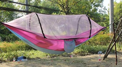Kampeerhangmat - Buitenhangmat - Ontspannen buiten - Met klamboe - 2-persoons - Blauw