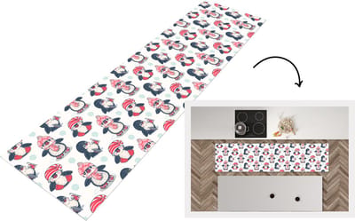 Keukenloper - Loper keuken - Schaatsen - Patronen - Pinguïn - 200x50 cm - Keukenloper vinyl