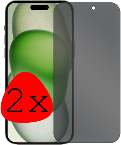 Screenprotector - 2 Stuks Geschikt voor Apple iPhone 15 Plus - Privacy Filter - Beschermglas - Gehard Glas - Tempered Glass - Screen Protector