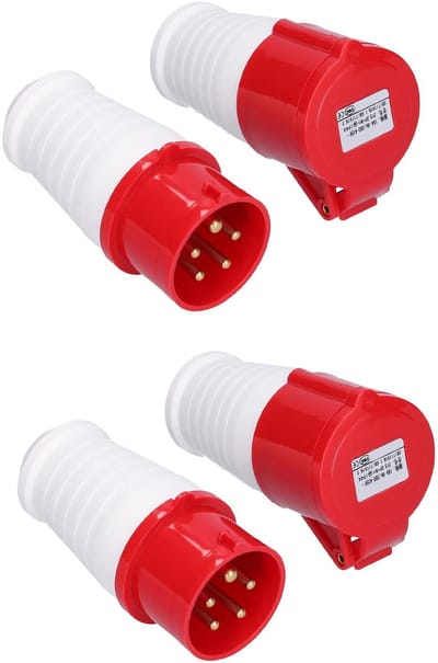 Allecto - Industriële contactdoos - 5-pins stekker - Waterdicht - IP44 - 3-fase aansluiting - 16A 380V-415V - Geschikt voor industrie en landbouw -...