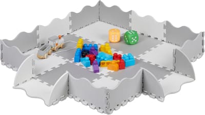 speelmat - 25-delig - foam - 0,77 m² - met rand - puzzelmat baby - kruipmat - grijs-wit