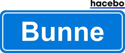 Hacebo - Plaatsnaam Sticker - 29x10 CM - Bunne sticker - Verkeersborden sticker - grappige cadeaus - Bunne