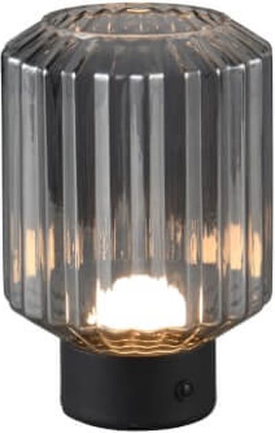 REALITY LORD - Tafellamp - Zwart mat - incl. 1x SMD 2W - Touch functie - Oplaadbaar - Rook glas