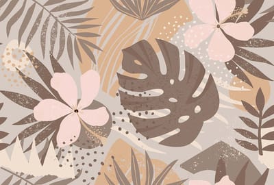 Fotobehang JunglepPlants2 DD120217 A.S. Création ARTist Beige Creme Bruin Vlies 270 x 400 cm (4 delen) Goedkoop fotobehang