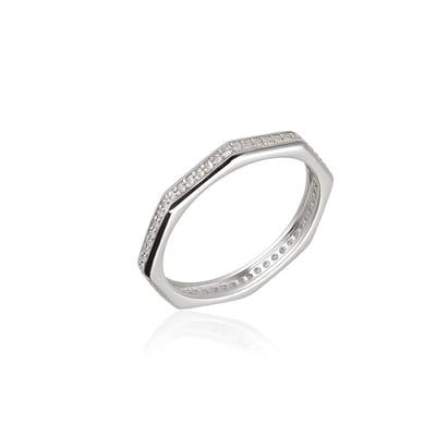 Zilveren Dames Ring met Zirkonia - Zilveren Dames Ring - Dames Ring met zirkonia - Rechthoekig Eternity Ring Dames - Amona Jewelry