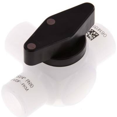 PVDF 3-weg Kogelkraan G 1/4'' FKM Vacuüm