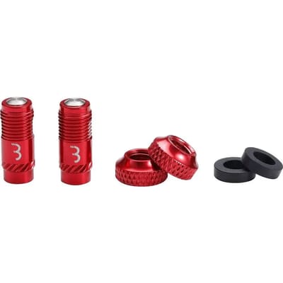 BBB Cycling CoreCap - Universele Ventiel Upgrade Set - 300% Meer Luchtstroom - Geschikt voor Alle Pompen - Presta naar Schrader Formaat - 2 stuks - Rood - BTI-165
