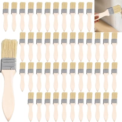 Set van 50 kleine verfkwasten van 1 inch met houten handvat voor meubels, muren en gedetailleerd houtwerk