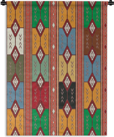 Wandkleed - Wanddoek - Geometrie- Patronen - Zuid-Amerika - 90x120 cm - Wandtapijt