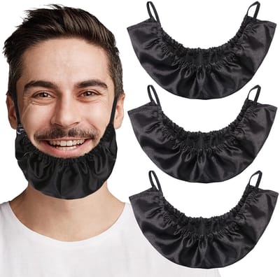 3 Stuks baard bandana, heren baard slabbetje - zwarte baard bedekking - gezichtshaar schort - herenbedtijdslabbetje baardmuts-Baardbedekking voor heren
