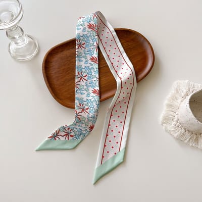 Zomer Originele Bloemen Vrouwelijke Decoratie Keper Lang Lint Bindtas Zijden Lint Haarband Kleine Sjaal brown