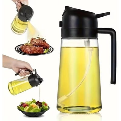 2in1 470ml Glazen Spray Olie Spuitfles Spray Olie Dispenser Oliekan Cruet BBQ Keuken Koken Braden Picknick Keukengereedschap yellow