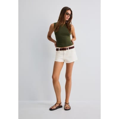 Stradivarius Basic mouwloze T-shirt  Kaki XS
